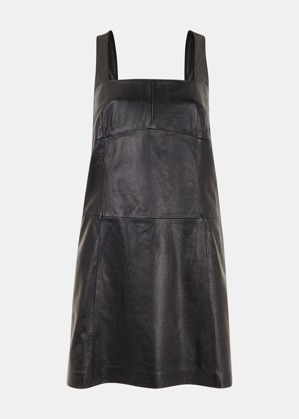 Whistles Leather Pinafore Dress Black | US-29107RVSQ