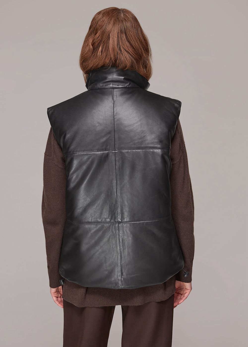 Whistles Leather Puffer Quilted Vest Black | US-35716HIFW