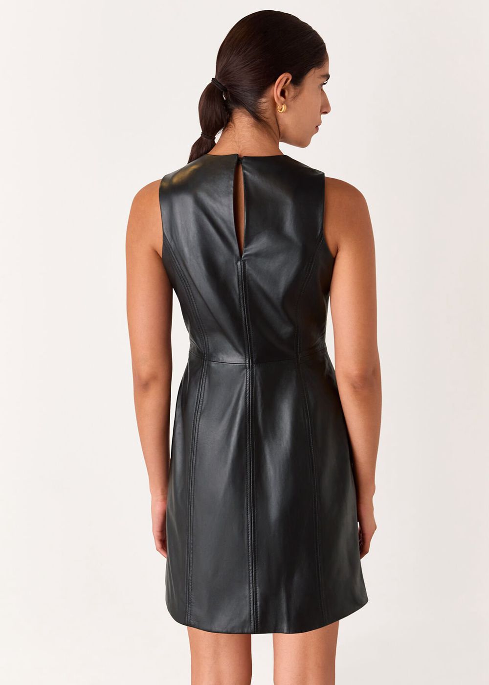 Whistles Leather Shift Dress Black | US-39104QETK