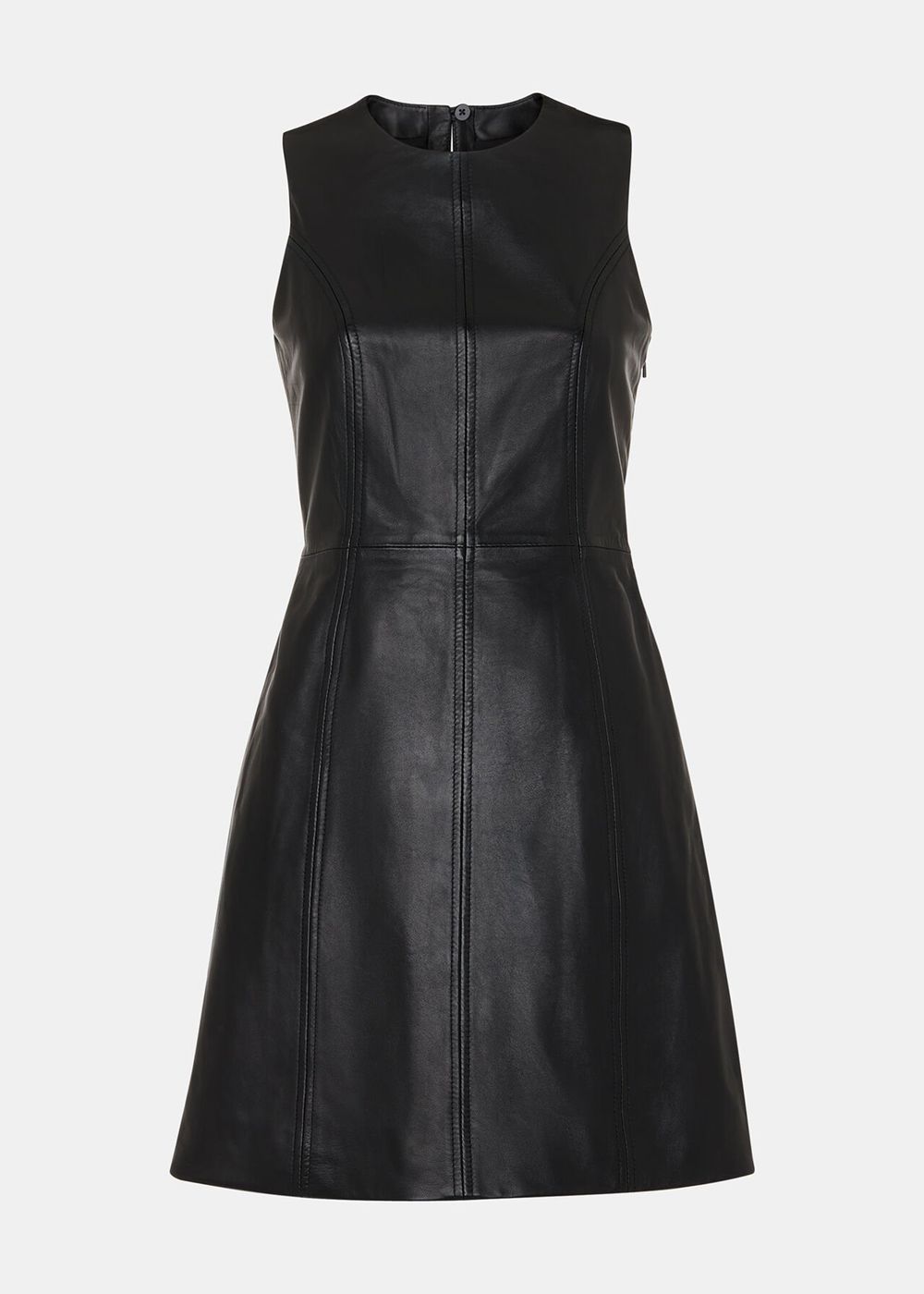 Whistles Leather Shift Dress Black | US-39104QETK