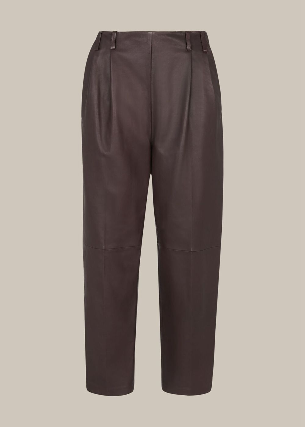 Whistles Leather Tapered Pants Burgundy | US-56914OMFS