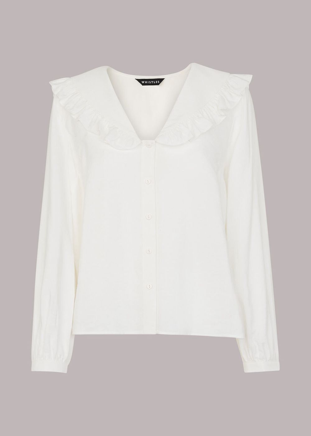 Whistles Lenny Frill Collar Detail Top White | US-68453KNOB