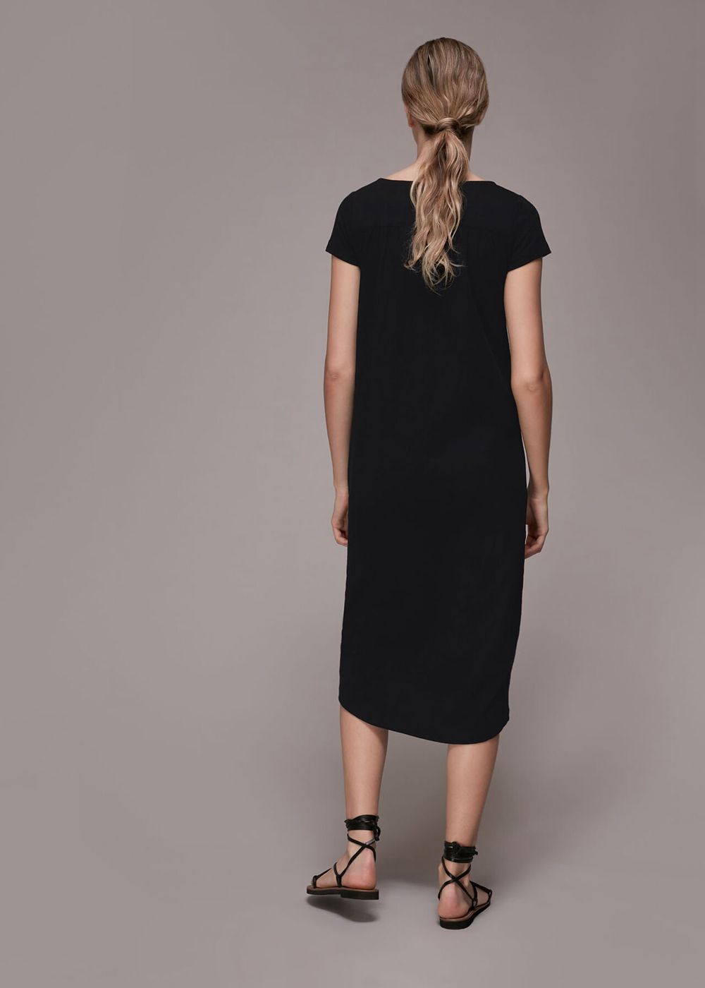 Whistles Leonie Button Through Dress Black | US-46852APXD