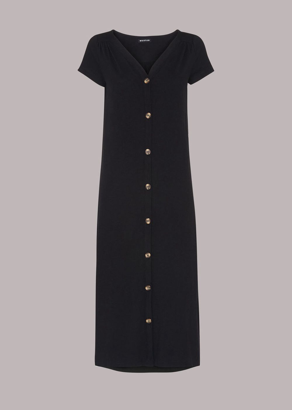 Whistles Leonie Button Through Dress Black | US-46852APXD