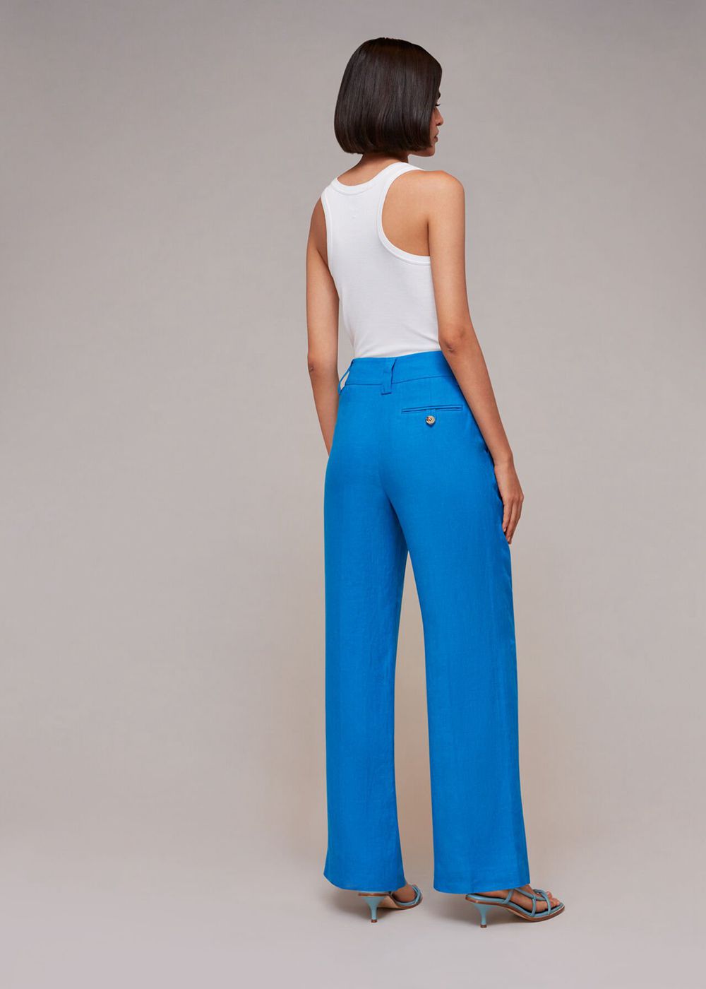 Whistles Leonie Linen Pants Blue | US-13485JDXY