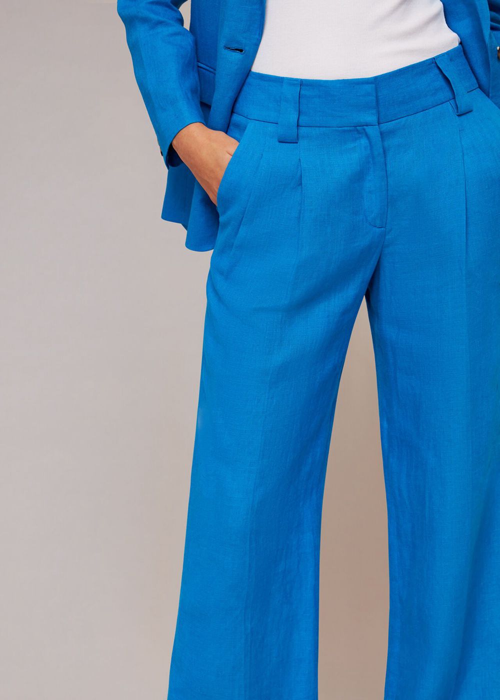 Whistles Leonie Linen Pants Blue | US-13485JDXY