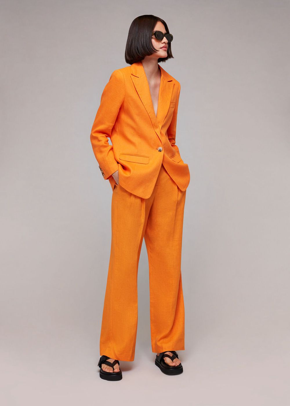 Whistles Leonie Linen Pants Orange | US-81604MLJH