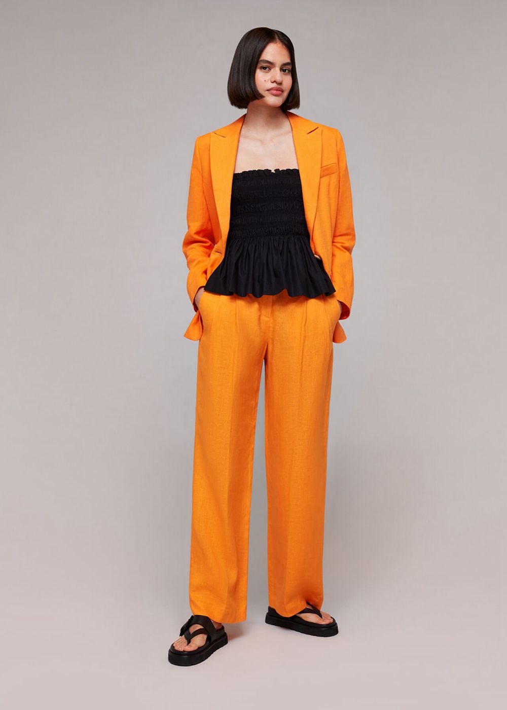 Whistles Leonie Linen Pants Orange | US-81604MLJH