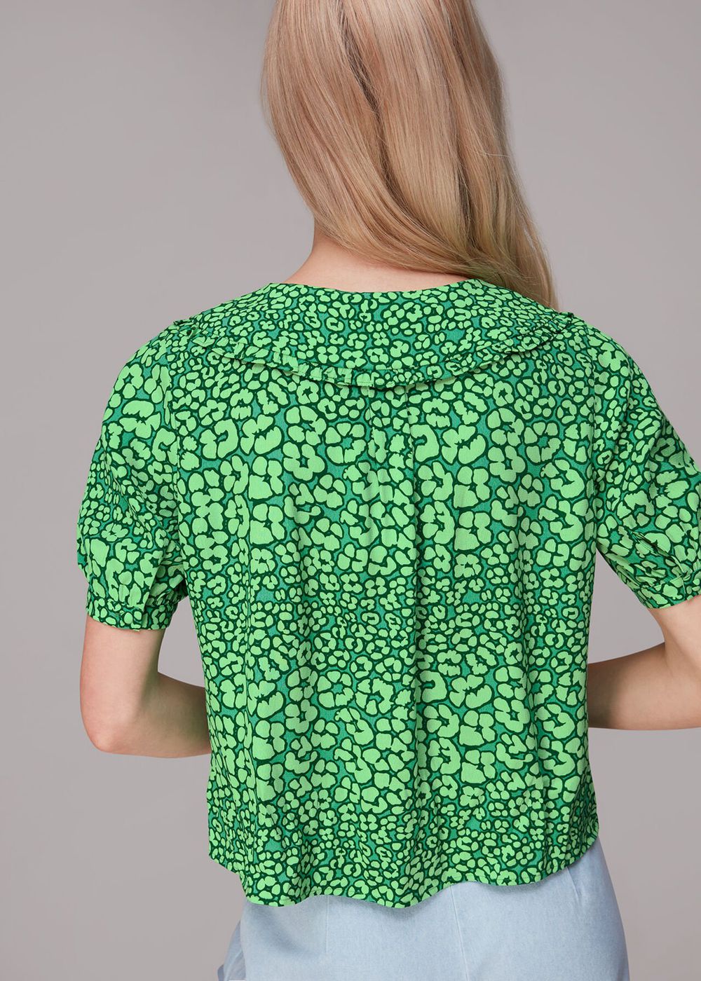 Whistles Leopard Petals Collar Top Green / Multicolor | US-81067SKJR