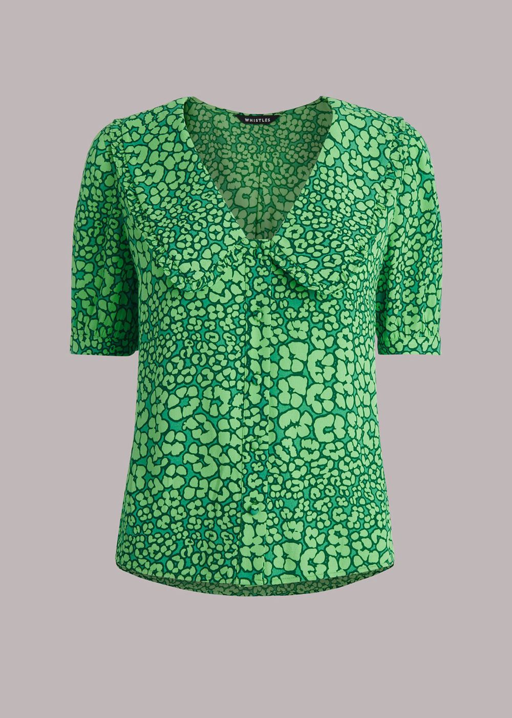 Whistles Leopard Petals Collar Top Green / Multicolor | US-81067SKJR