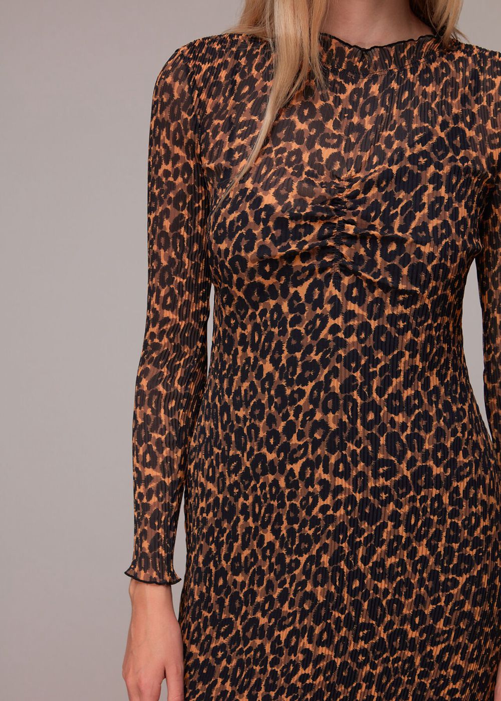 Whistles Leopard Plisse Midi Dress Leopard | US-67540OHJW