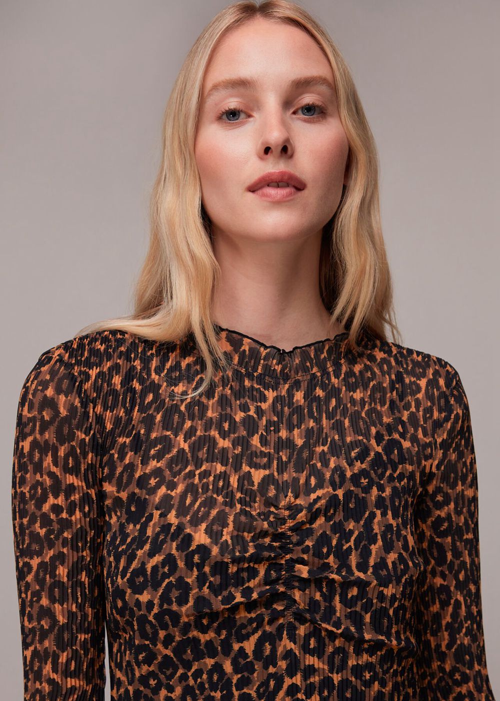 Whistles Leopard Plisse Midi Dress Leopard | US-67540OHJW