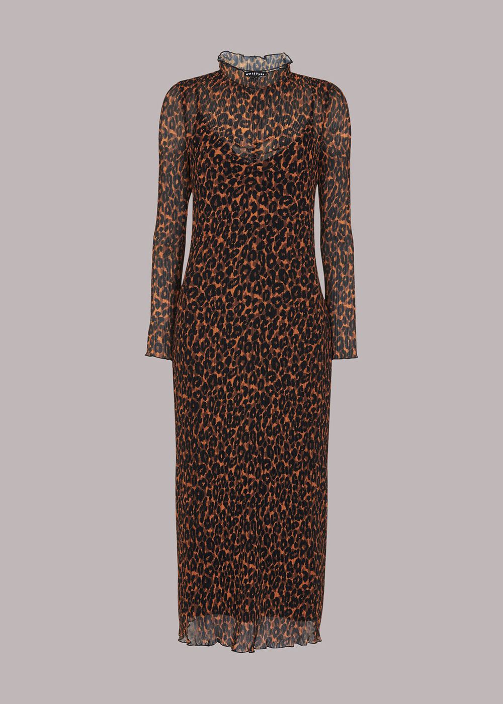 Whistles Leopard Plisse Midi Dress Leopard | US-67540OHJW