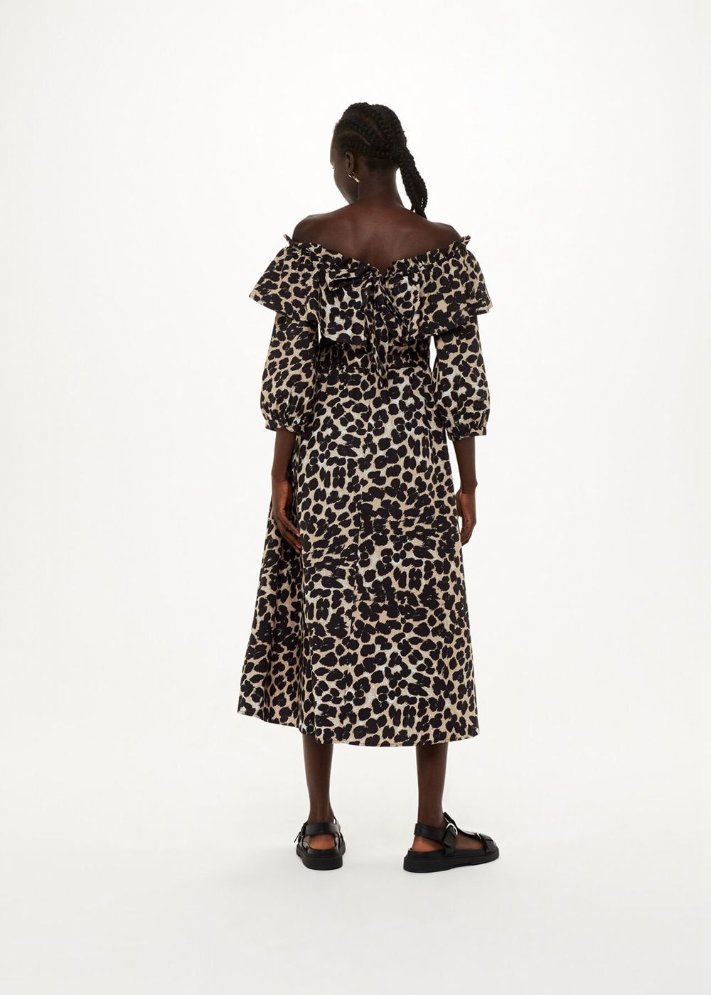 Whistles Leopard Spot Bardot Dress Leopard | US-90658HAIX