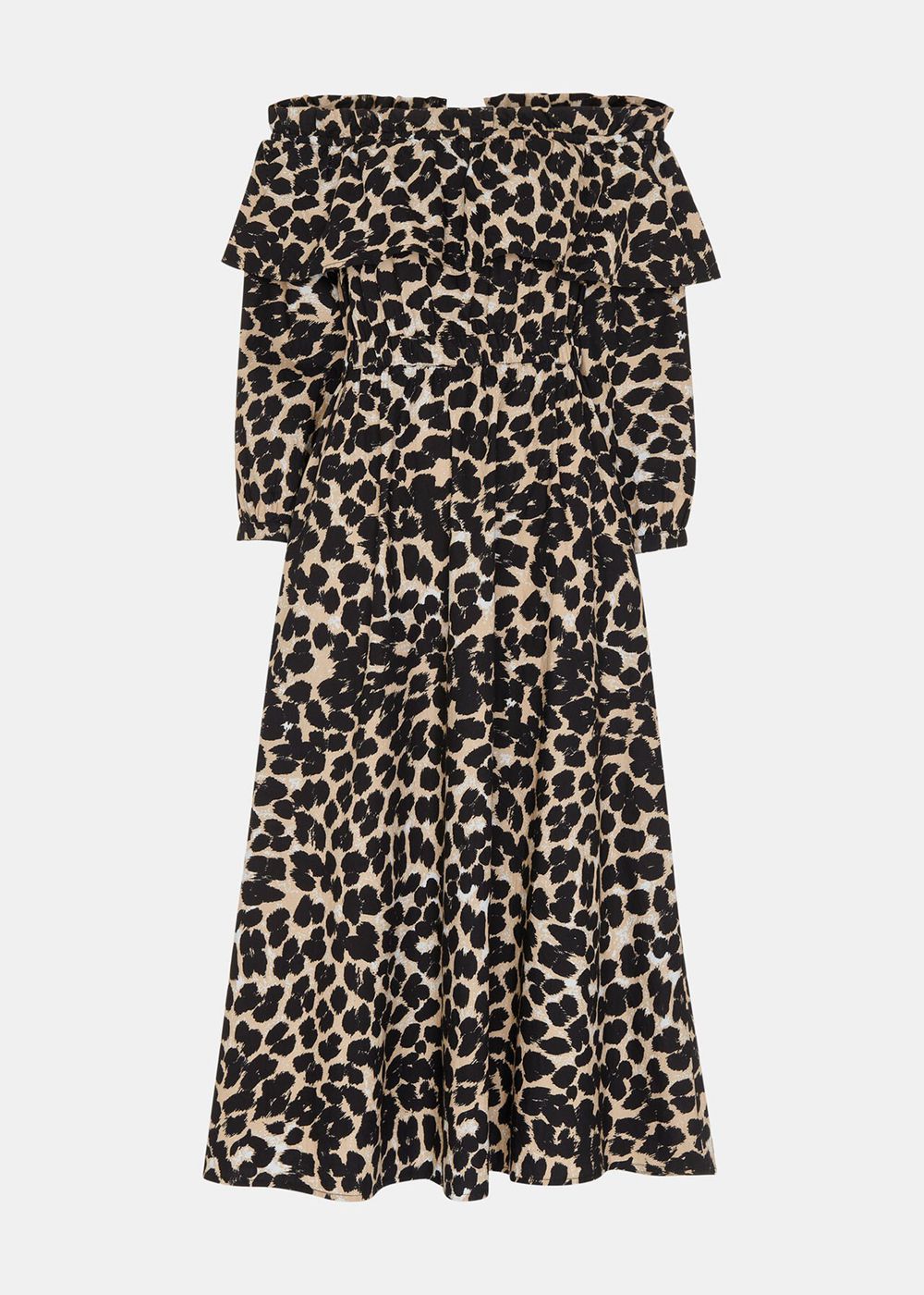 Whistles Leopard Spot Bardot Dress Leopard | US-90658HAIX