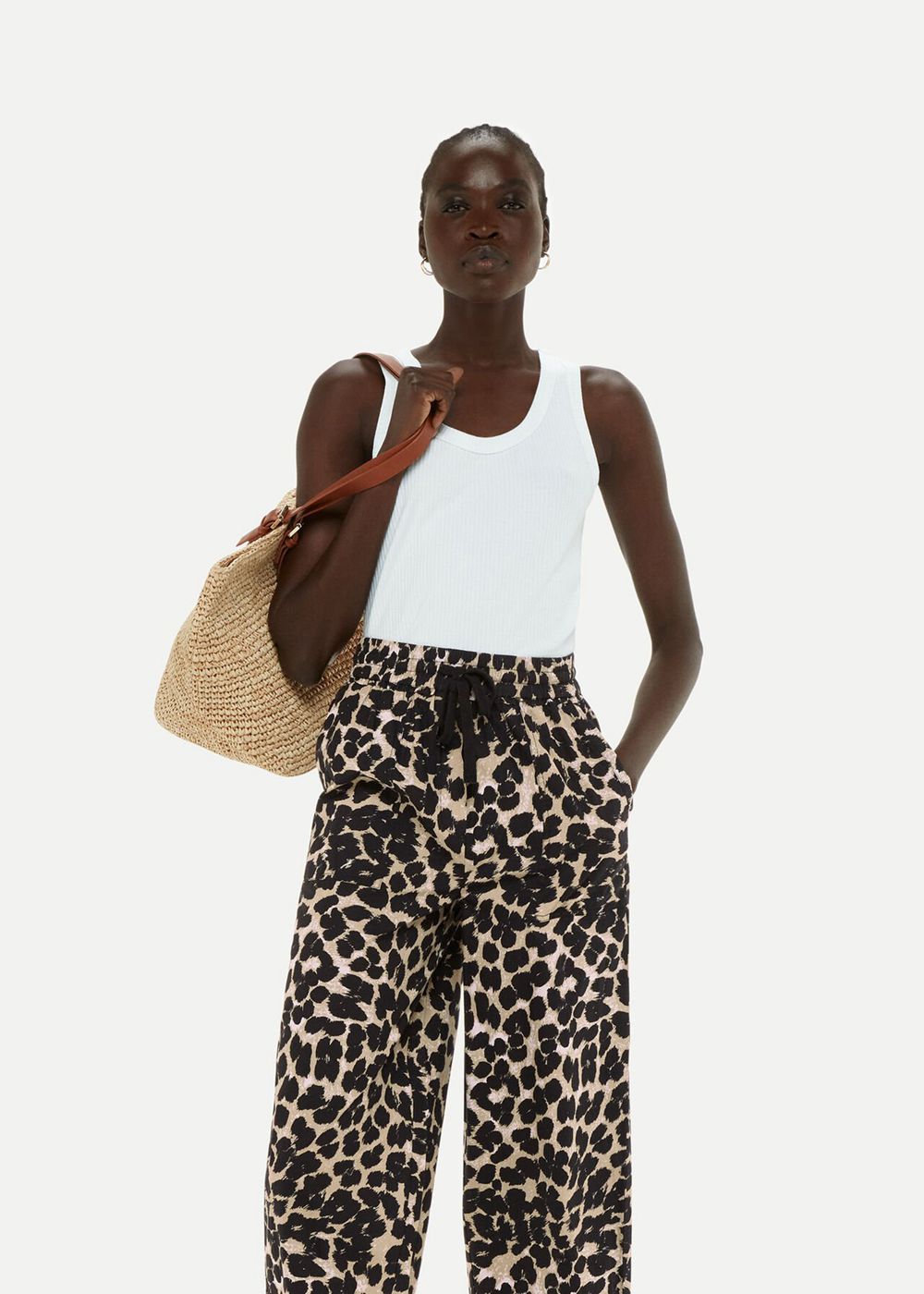 Whistles Leopard Spot Poplin Pants Leopard | US-40896AFTE