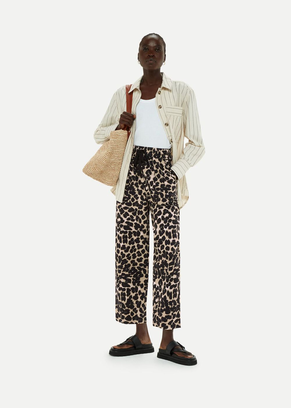 Whistles Leopard Spot Poplin Pants Leopard | US-40896AFTE