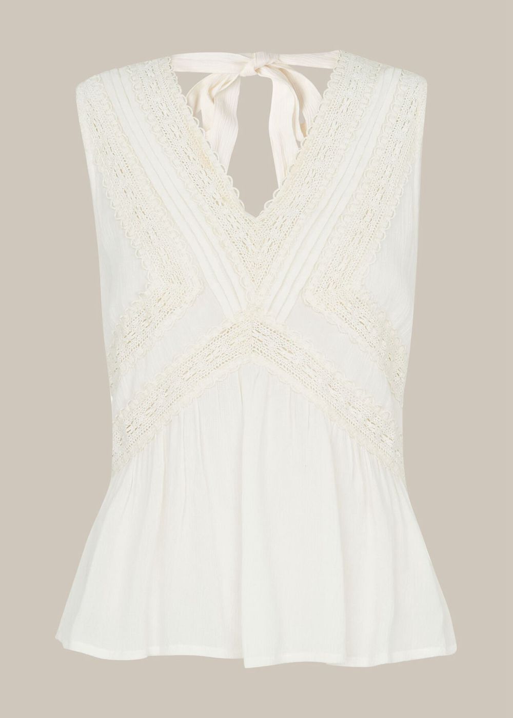 Whistles Leora Lace Detail Top White | US-90357JVZP