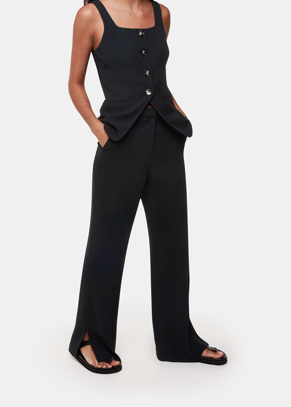 Whistles Leyla Crepe Pants Black | US-96043ZSRN