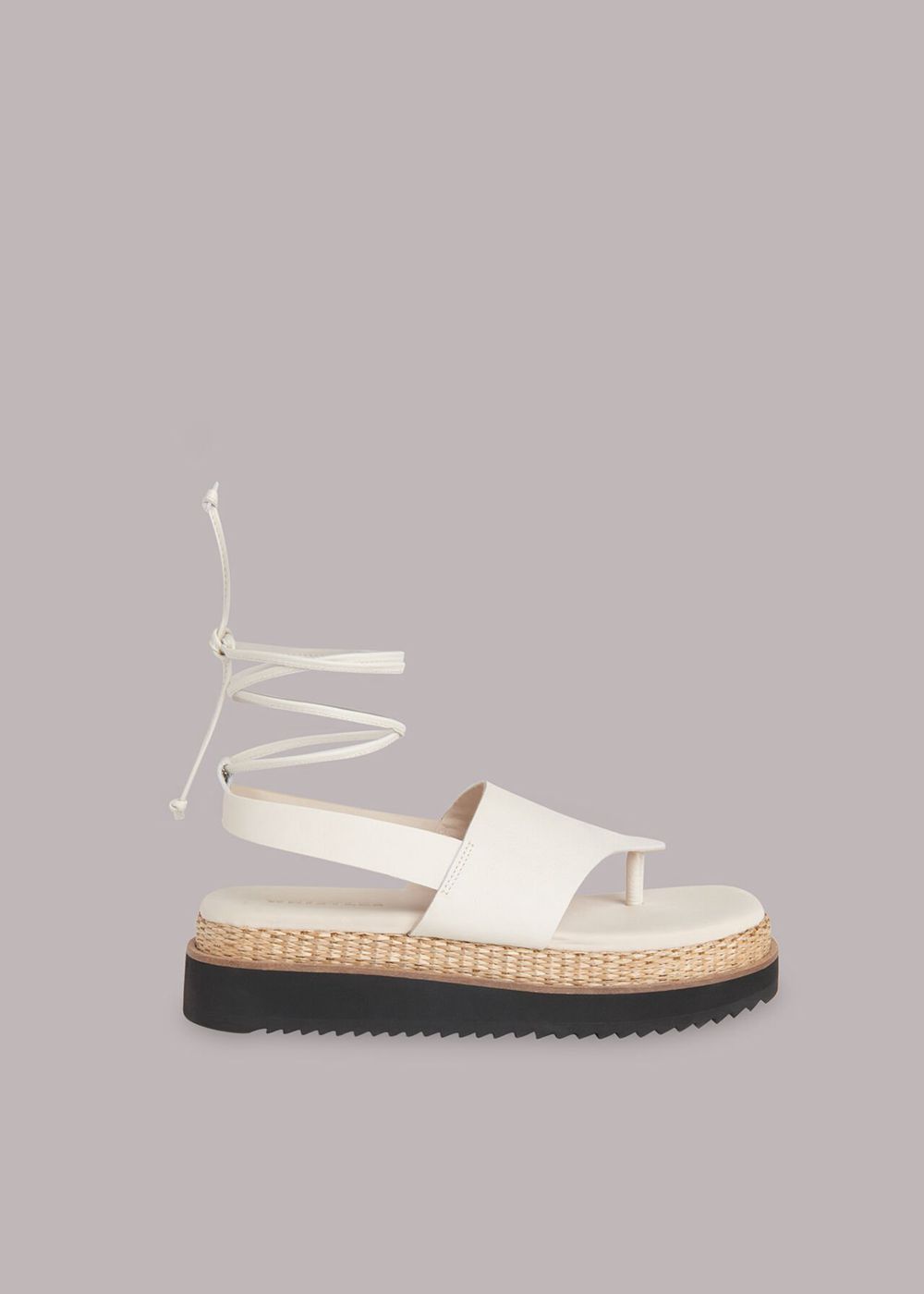 Whistles Lia Raffia Platform Sandals White | US-58710YBEO