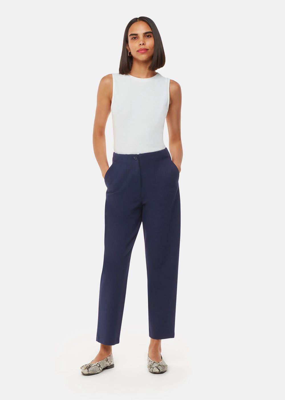 Whistles Lila Ponte Pants Navy | US-96138VMNY