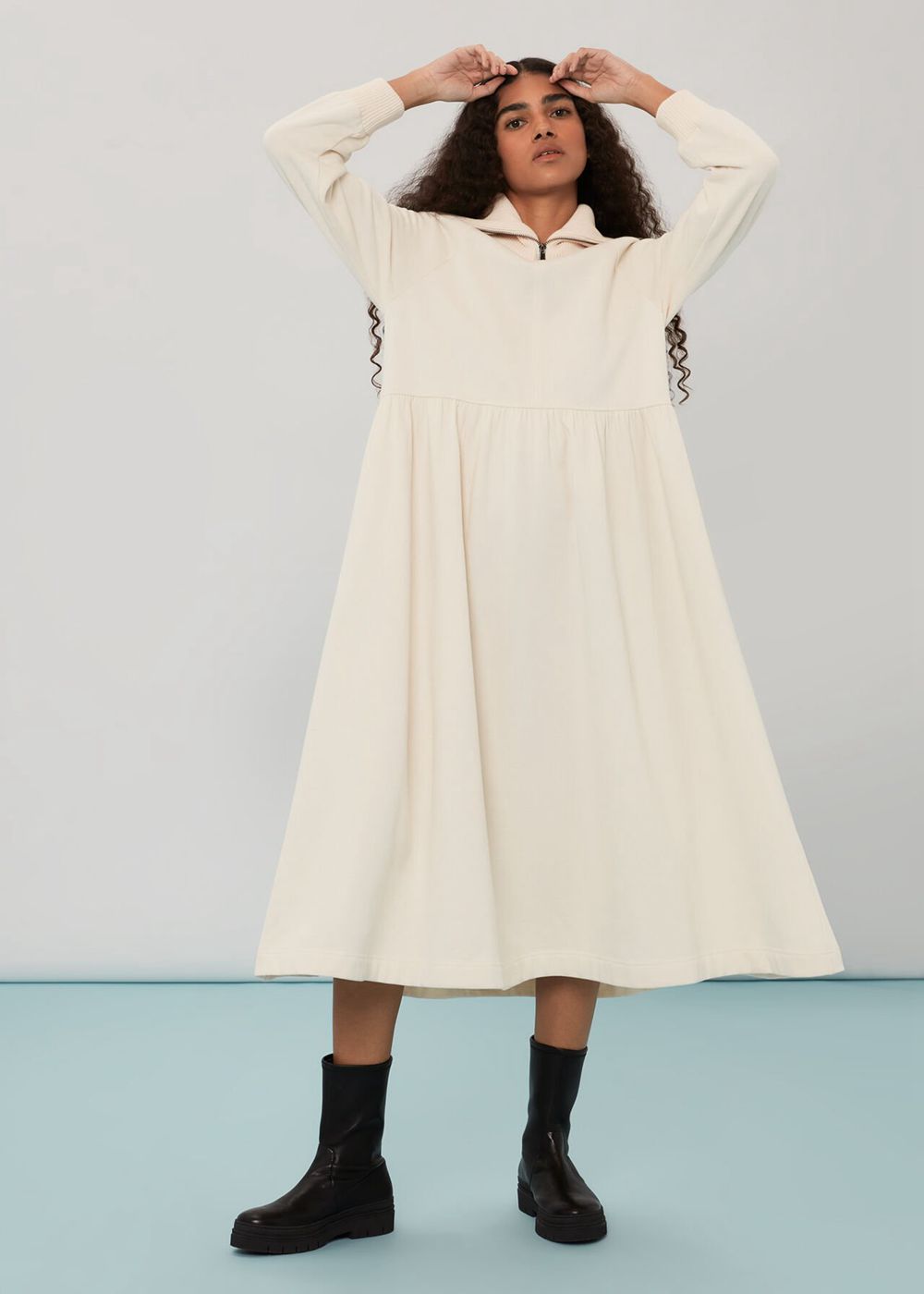 Whistles Lili Zip Sweatshirt Dress White | US-90312EAST