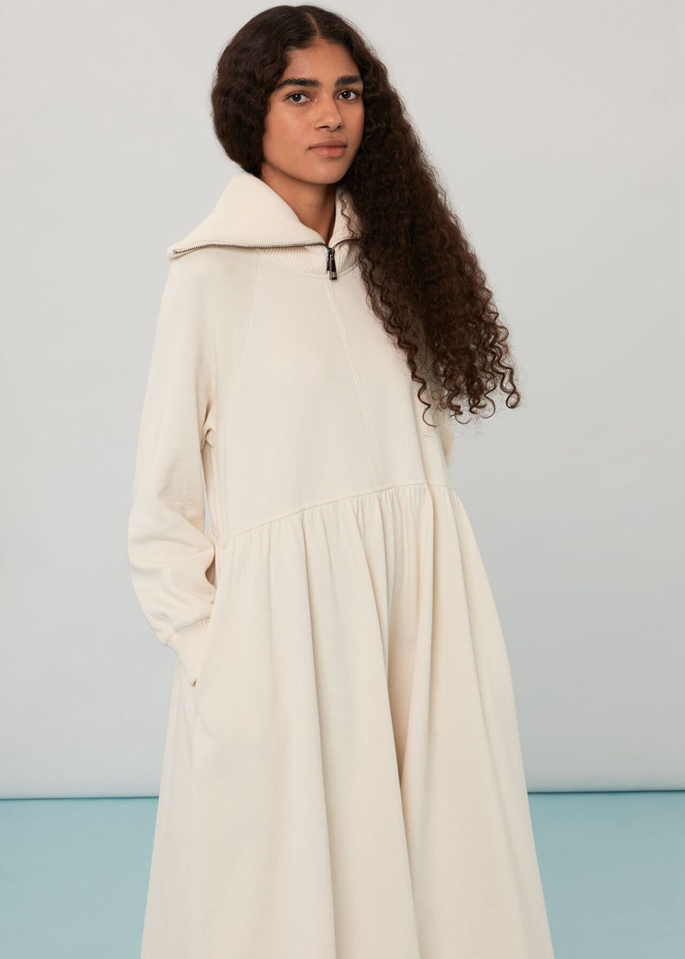 Whistles Lili Zip Sweatshirt Dress White | US-90312EAST