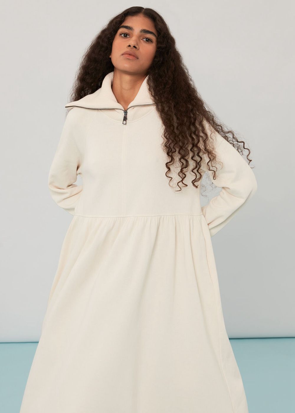 Whistles Lili Zip Sweatshirt Dress White | US-90312EAST