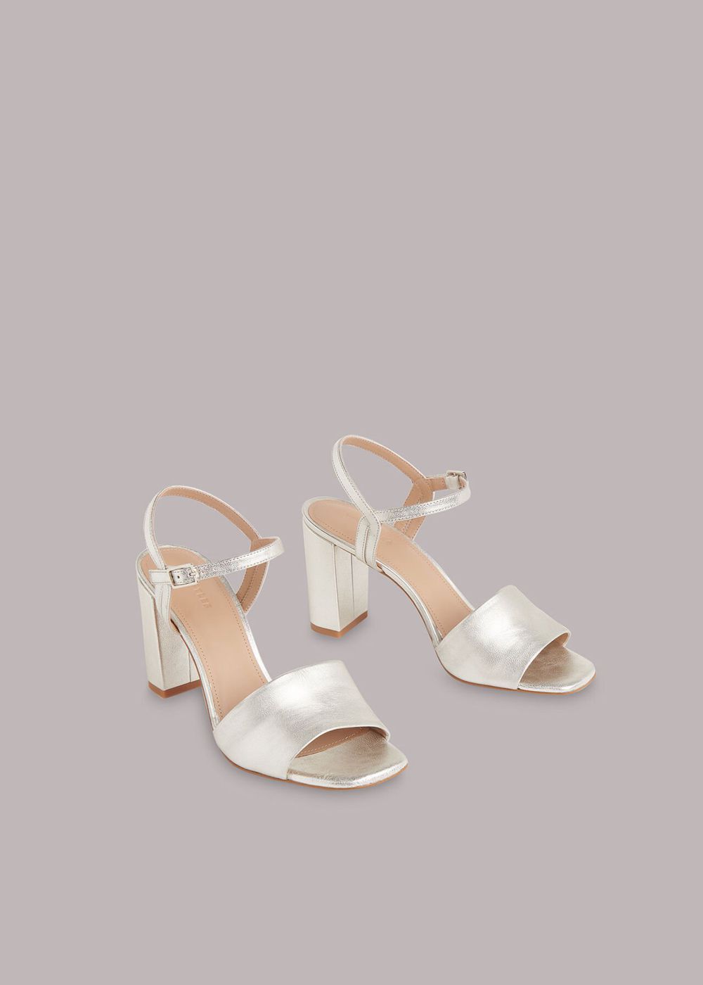 Whistles Lilley High Block Heels Sandals Silver | US-28563ZEPG