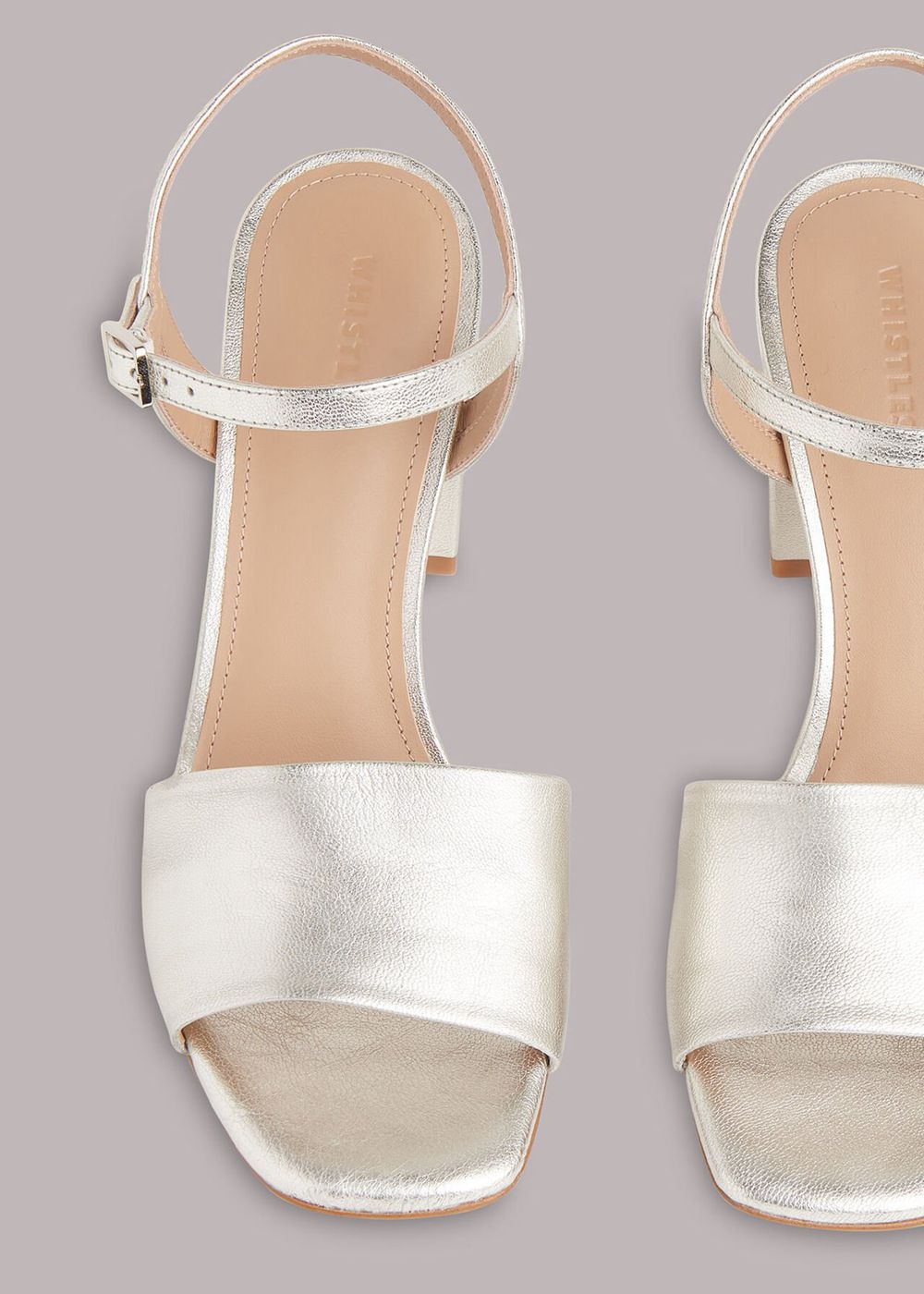 Whistles Lilley High Block Heels Sandals Silver | US-28563ZEPG