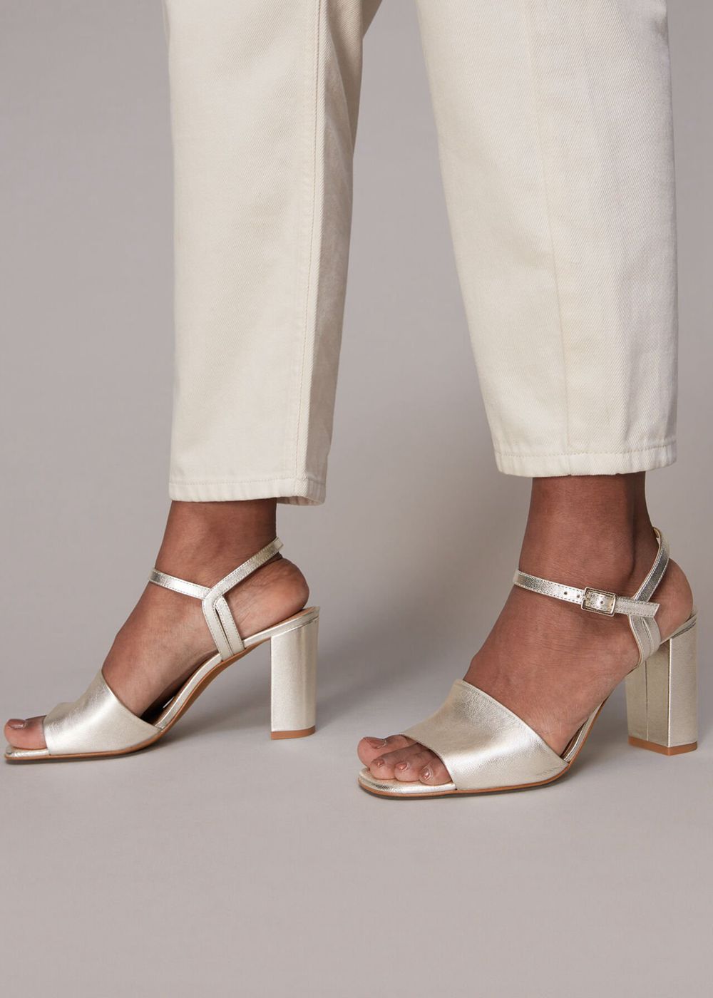 Whistles Lilley High Block Heels Sandals Silver | US-28563ZEPG