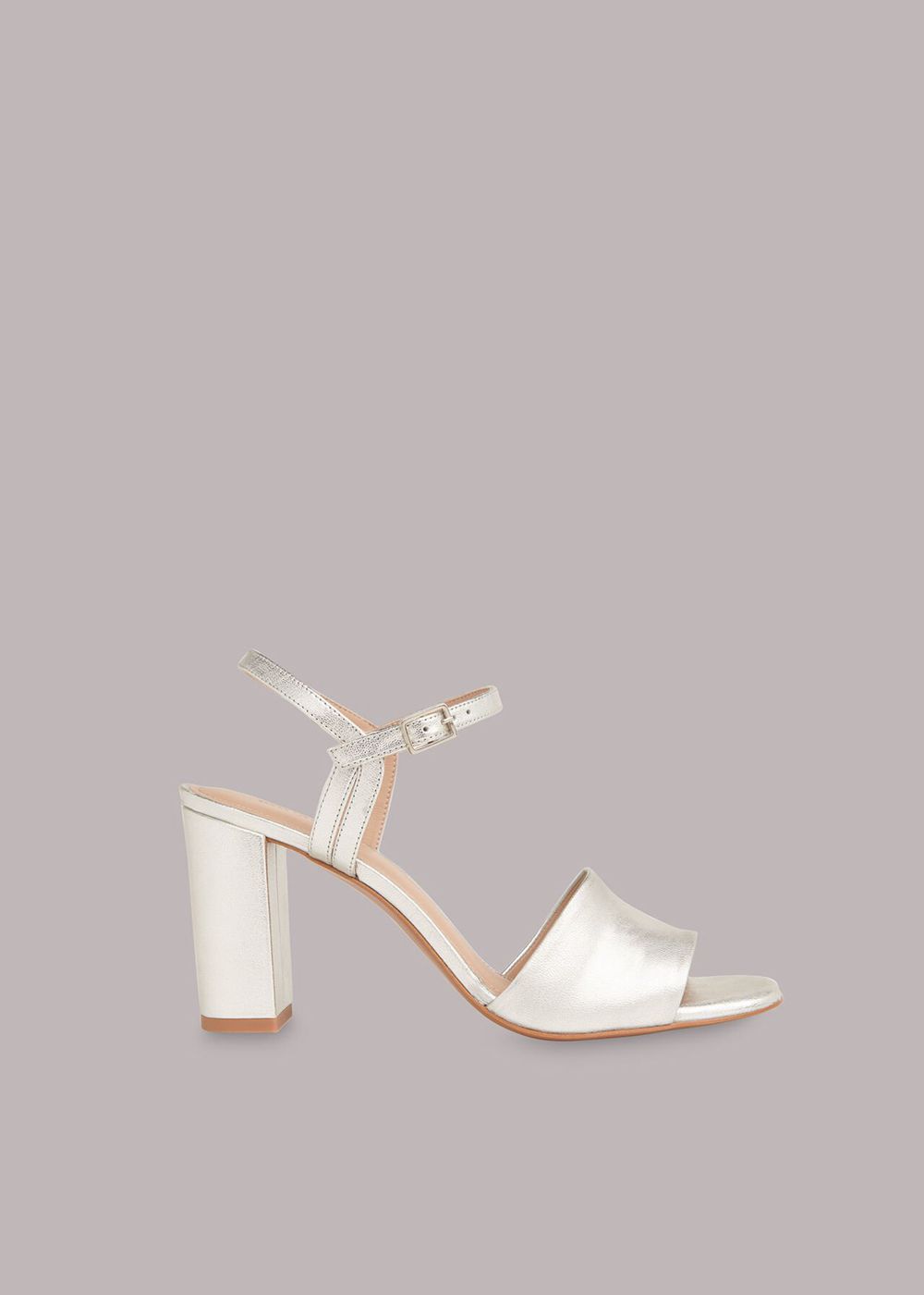 Whistles Lilley High Block Heels Sandals Silver | US-28563ZEPG