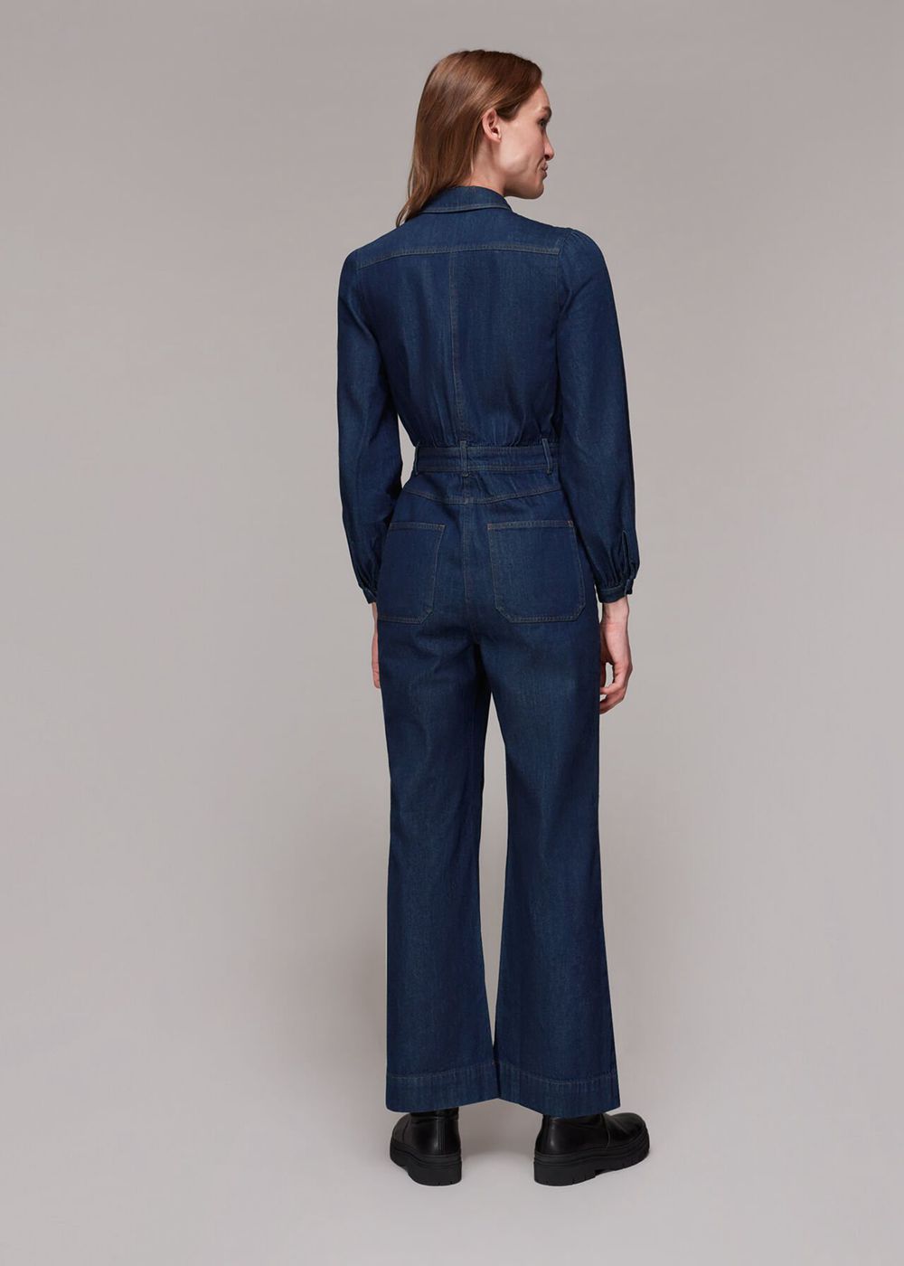 Whistles Lilly Denim Jumpsuit Blue | US-07236HNTJ