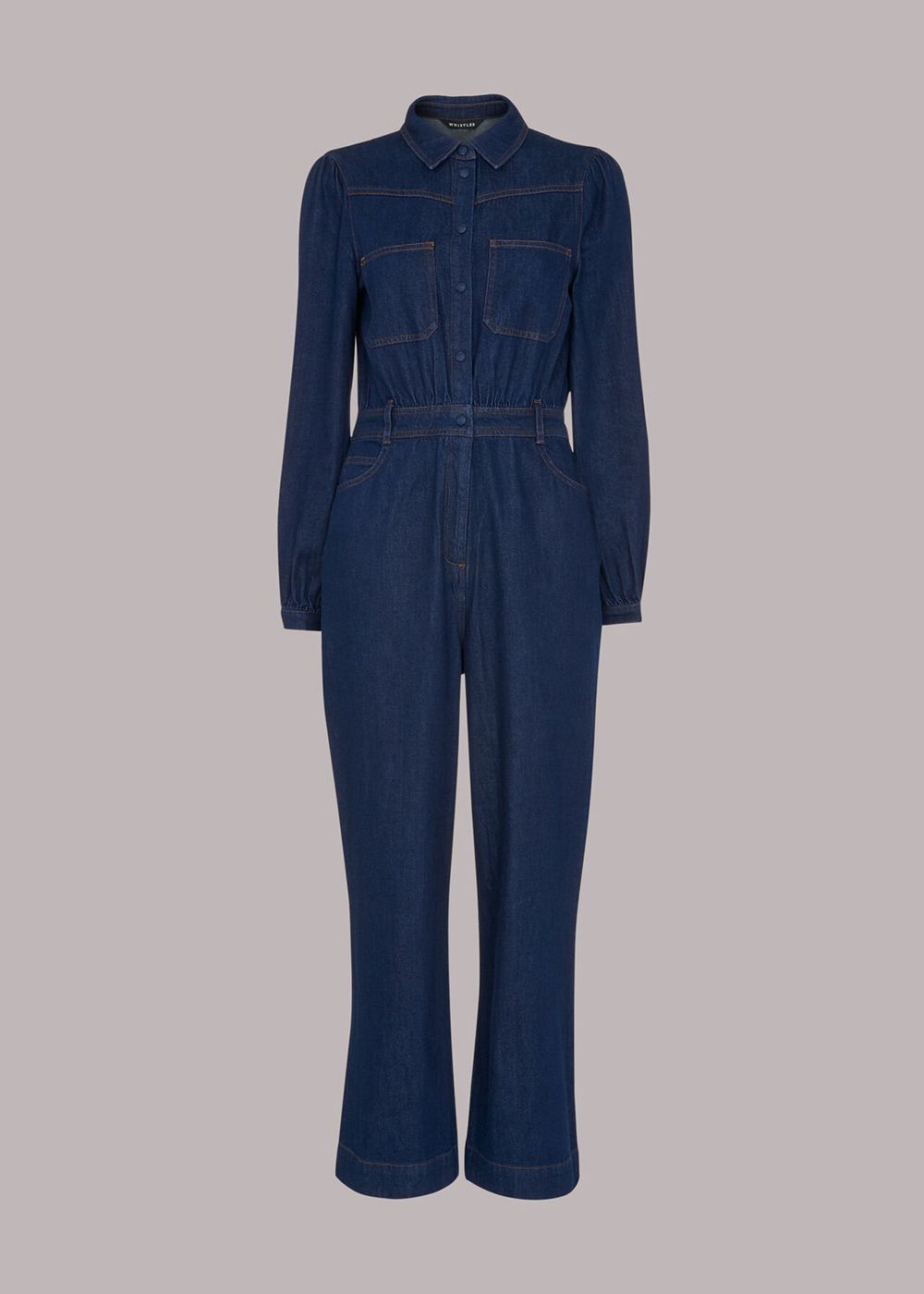 Whistles Lilly Denim Jumpsuit Blue | US-07236HNTJ