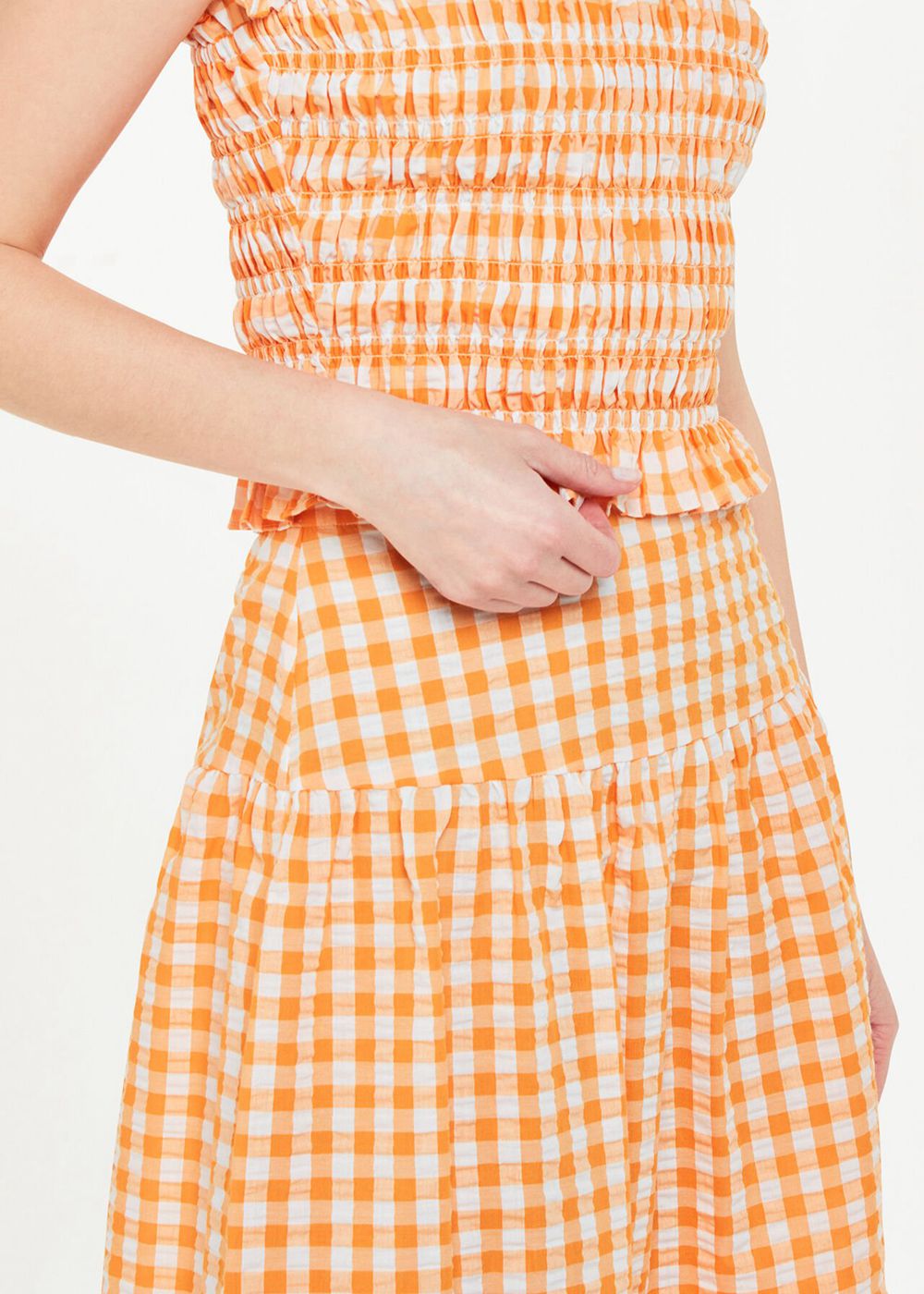 Whistles Lilly Tiered Gingham Skirts Orange / Multicolor | US-48216BOXI