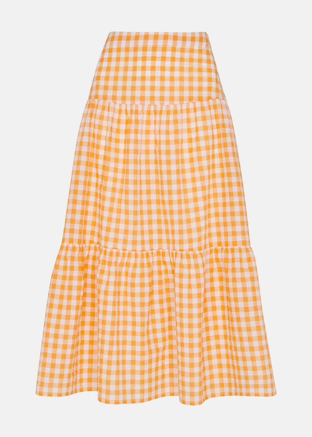 Whistles Lilly Tiered Gingham Skirts Orange / Multicolor | US-48216BOXI