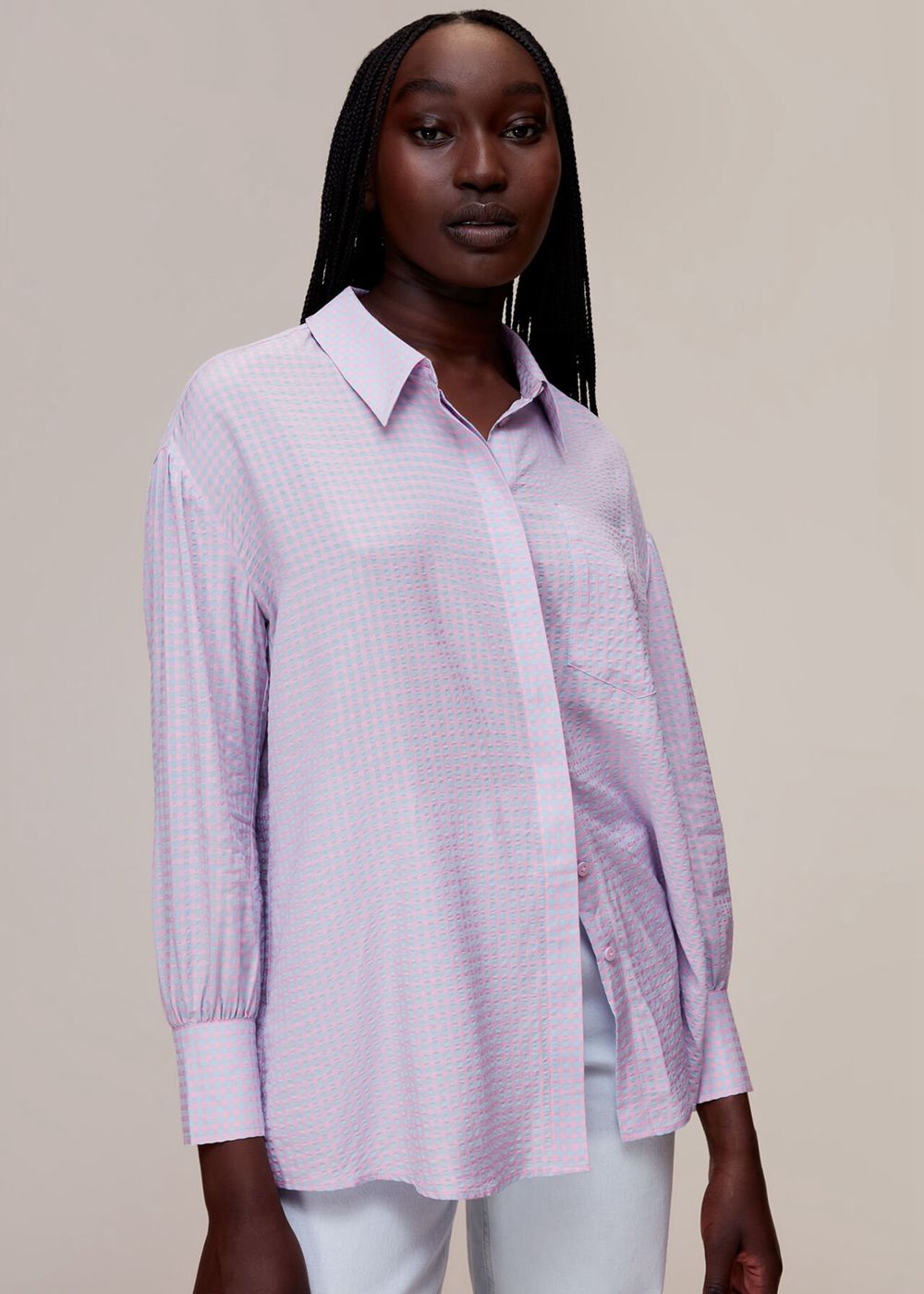 Whistles Lily Gingham Shirts Pink / Multicolor | US-75094JLPK