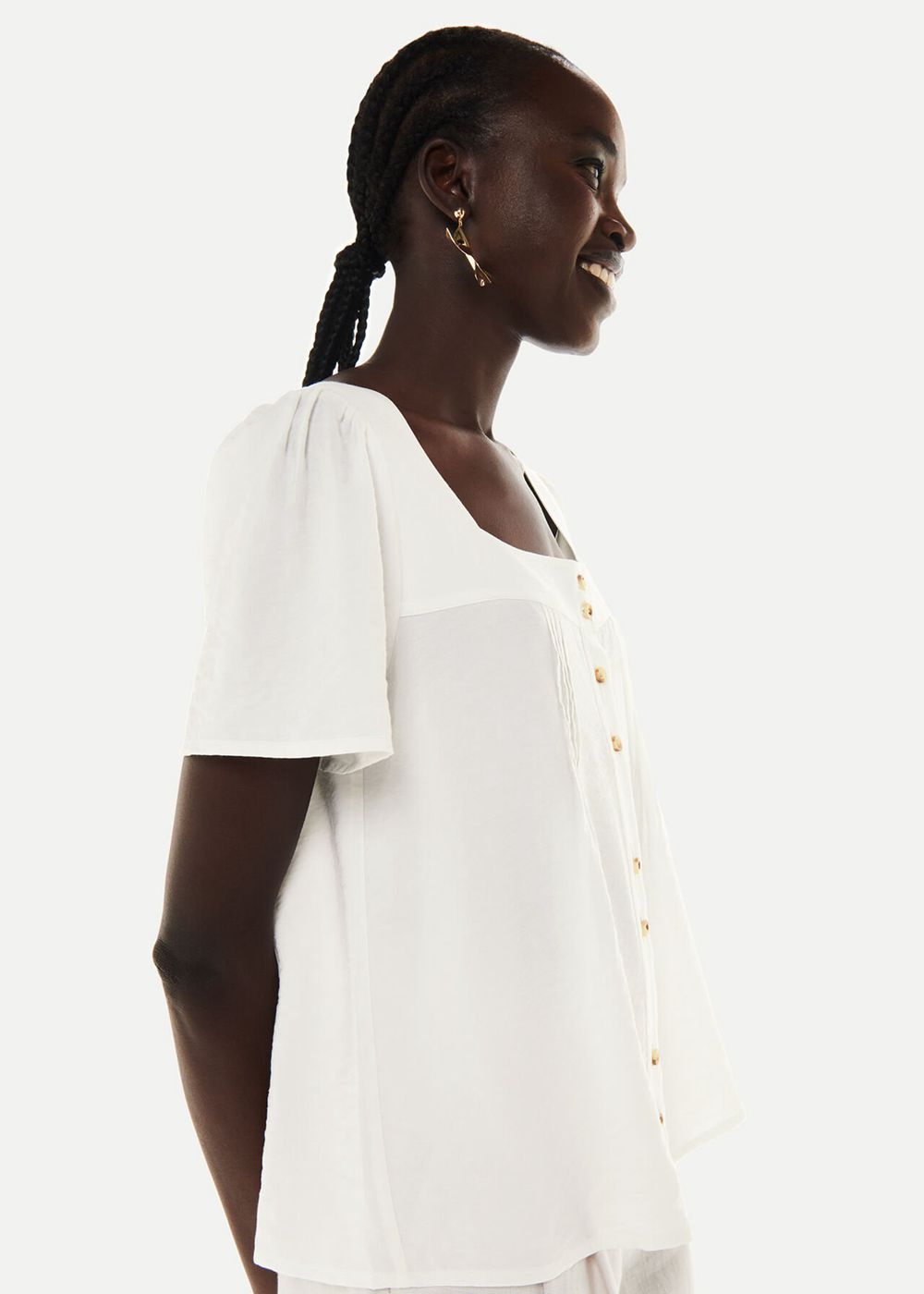 Whistles Lily Square Neck Blouse White | US-47063AYTK