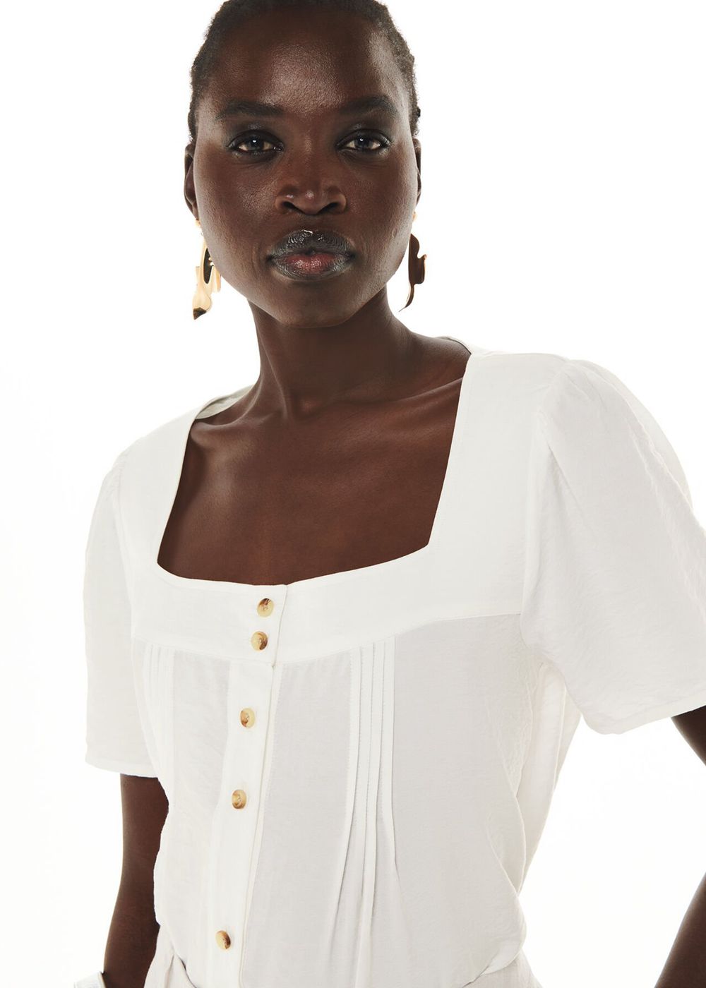 Whistles Lily Square Neck Blouse White | US-47063AYTK