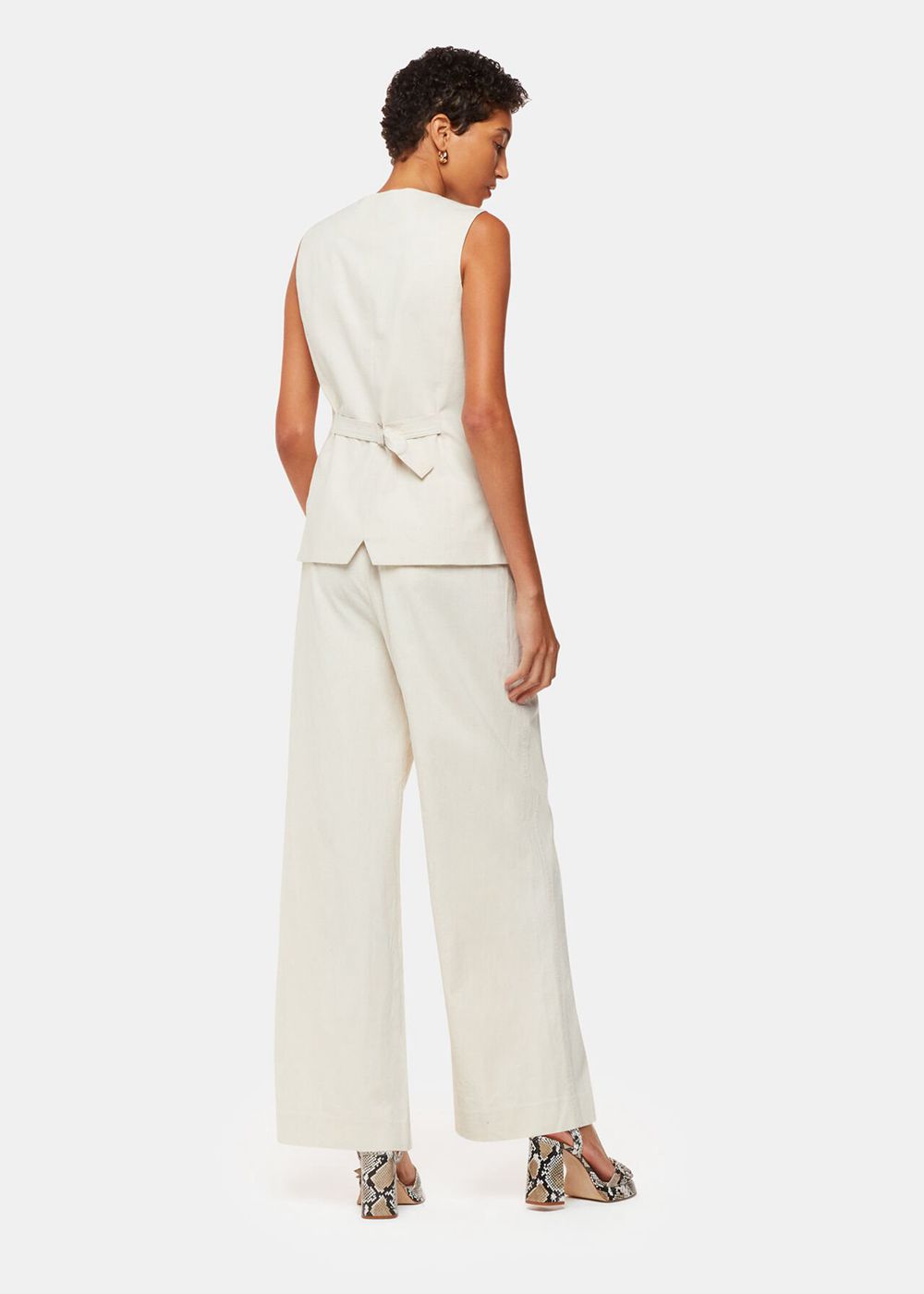 Whistles Lindsey Linen Blend Pants Beige | US-51709JTGH