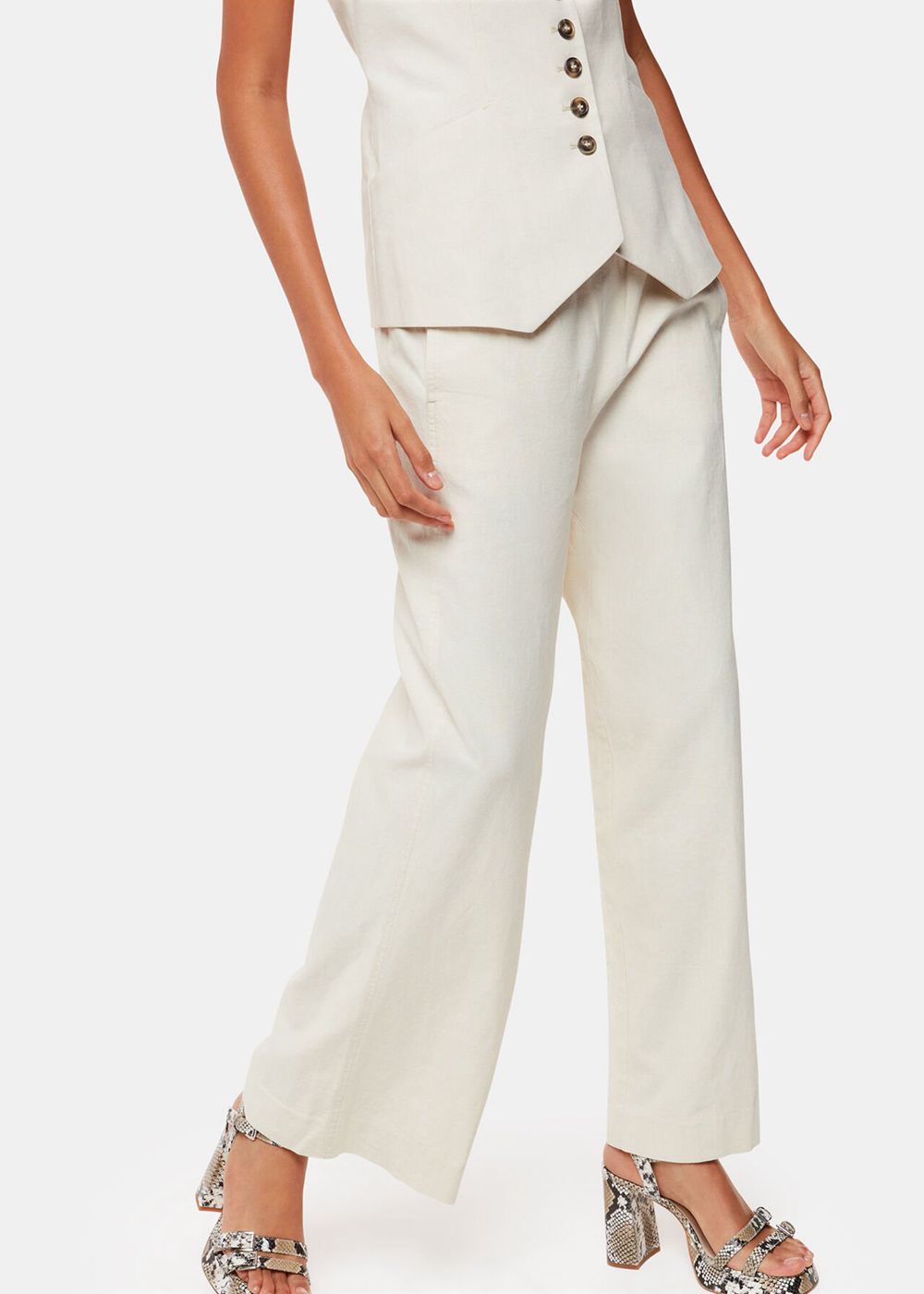 Whistles Lindsey Linen Blend Pants Beige | US-51709JTGH