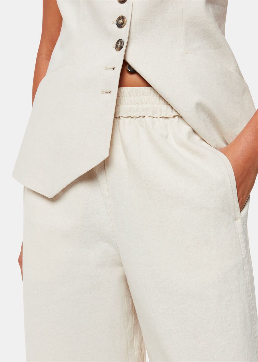 Whistles Lindsey Linen Blend Pants Beige | US-51709JTGH