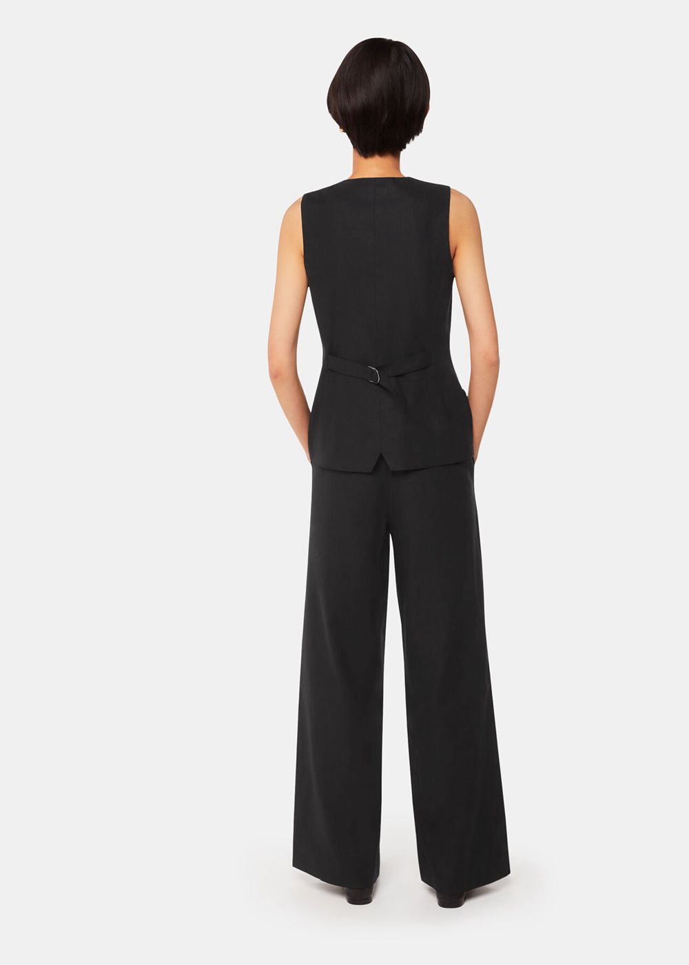 Whistles Lindsey Linen Blend Pants Black | US-03851JYRW