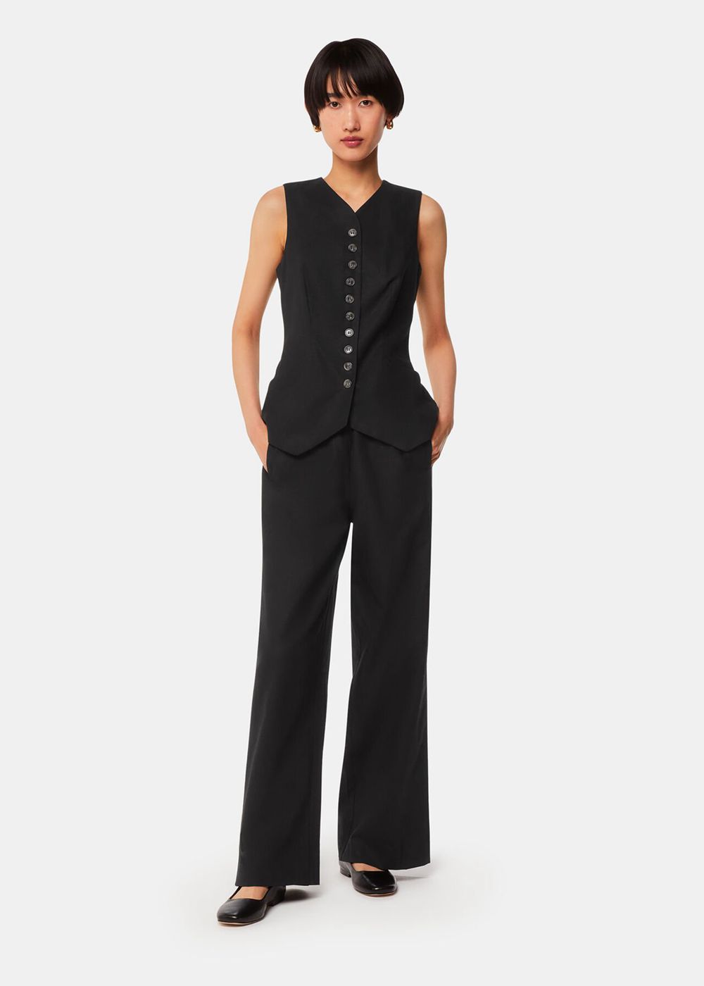 Whistles Lindsey Linen Blend Pants Black | US-03851JYRW