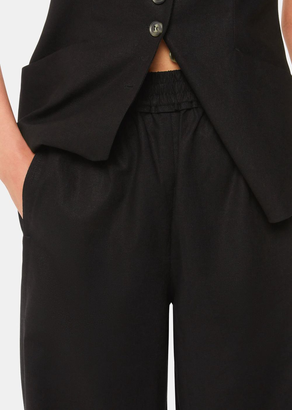 Whistles Lindsey Linen Blend Pants Black | US-03851JYRW