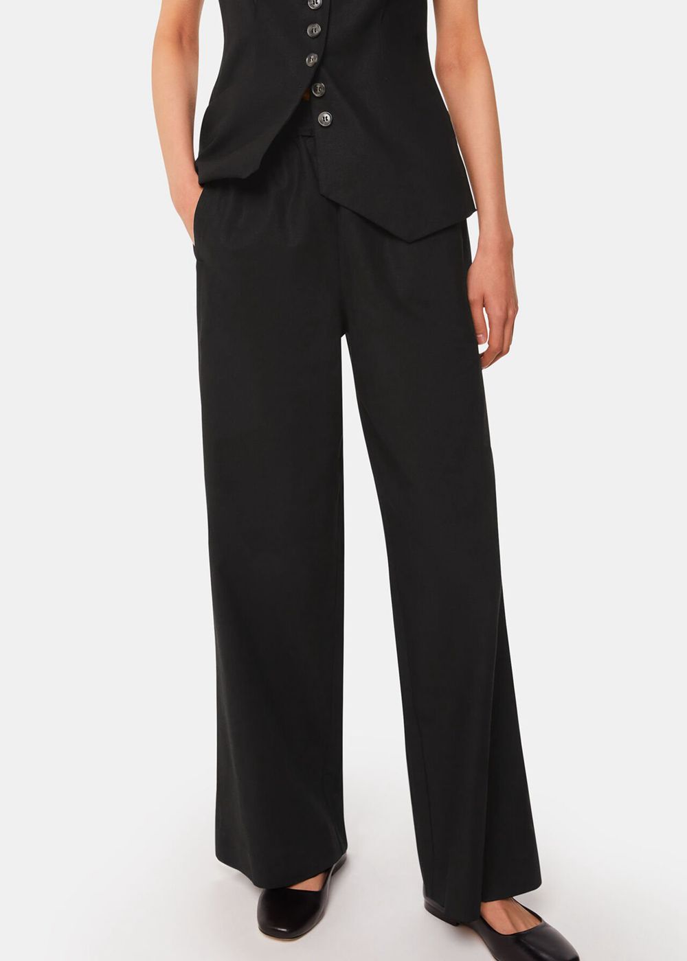 Whistles Lindsey Linen Blend Pants Black | US-03851JYRW