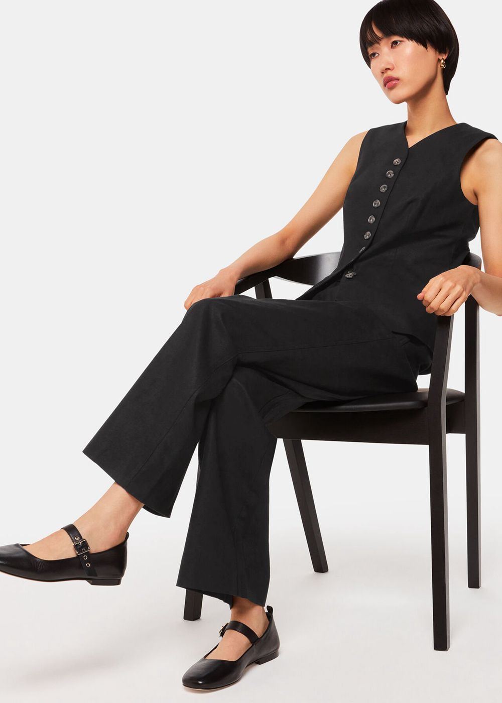 Whistles Lindsey Linen Blend Pants Black | US-03851JYRW