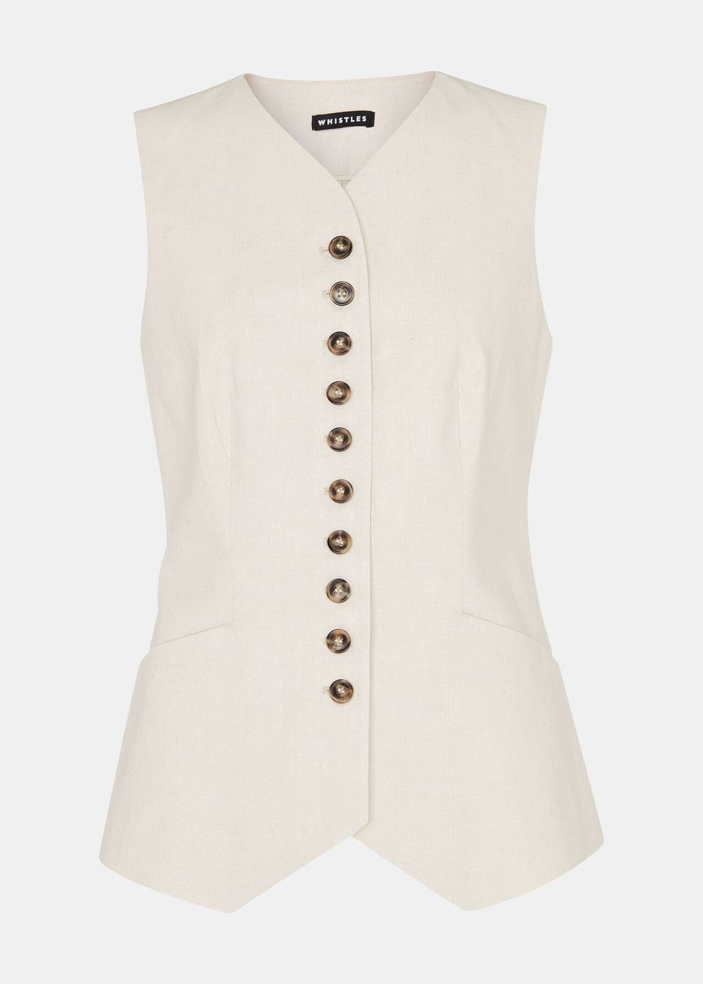 Whistles Lindsey Linen Blend Vest Beige | US-19672BXPC