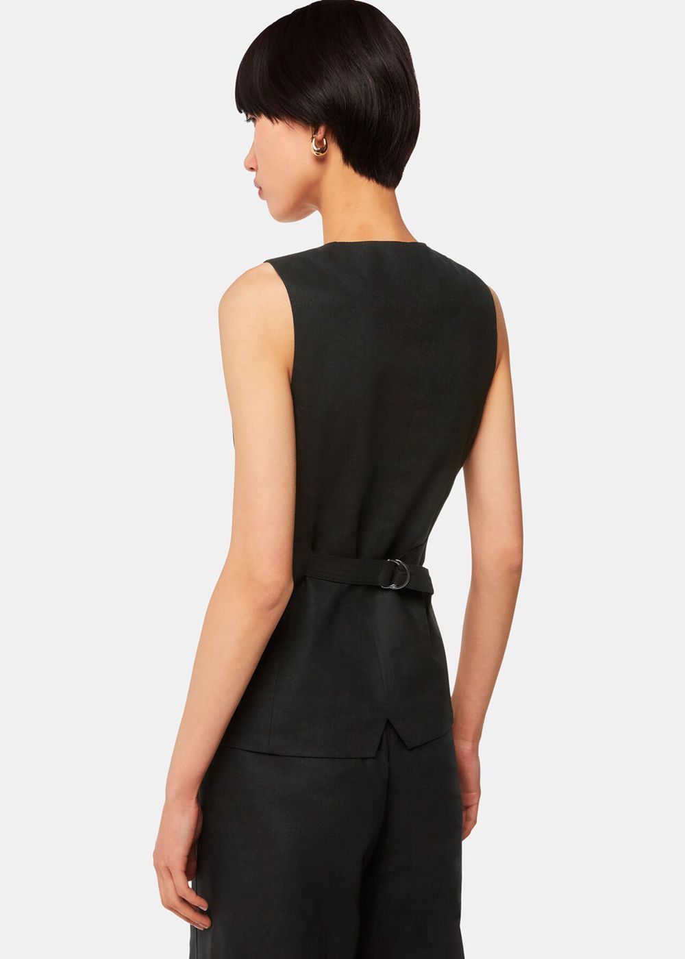 Whistles Lindsey Linen Blend Vest Black | US-49685PWCI