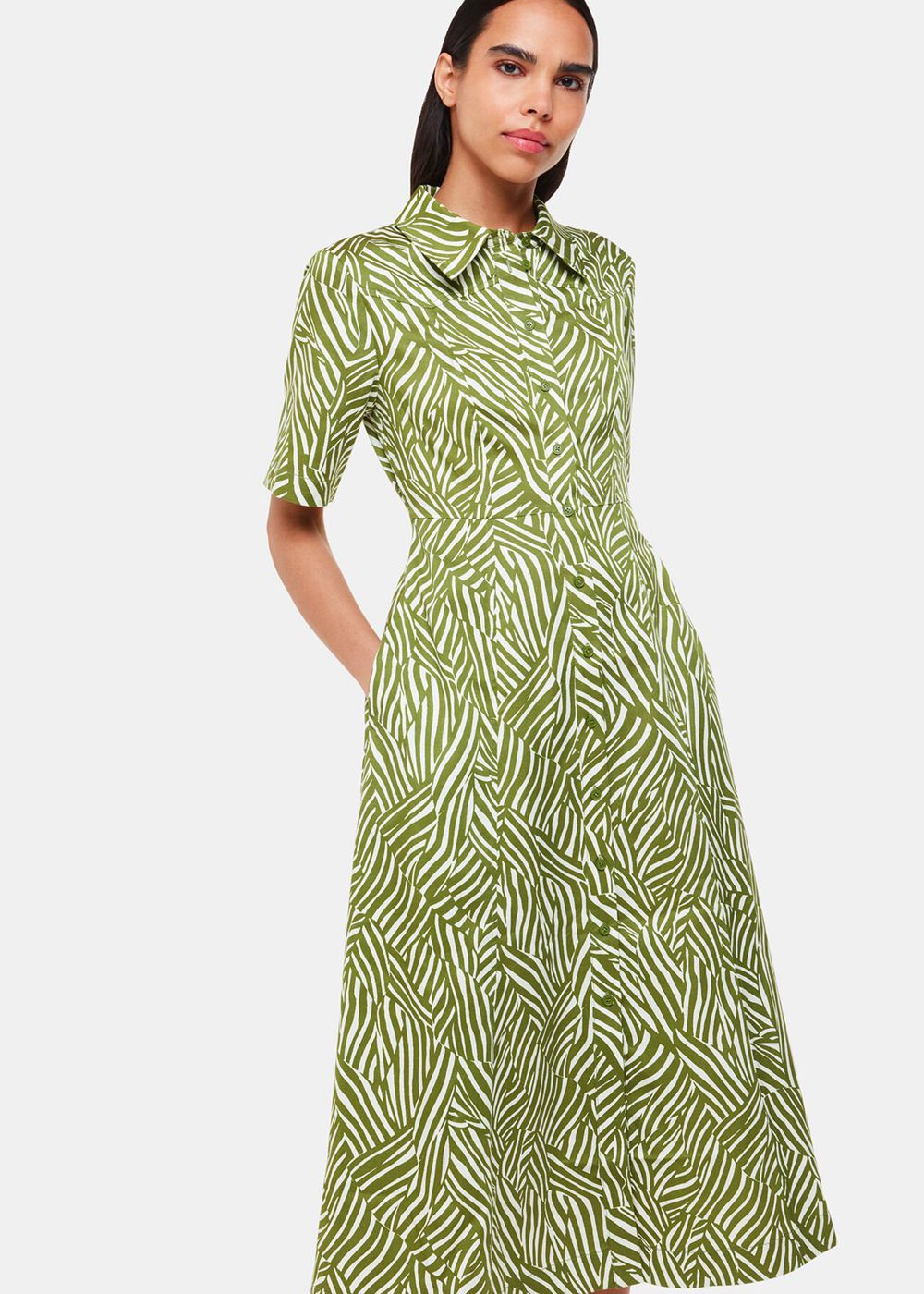 Whistles Linear Leaf Midi Dress Green / Multicolor | US-38257TVGH